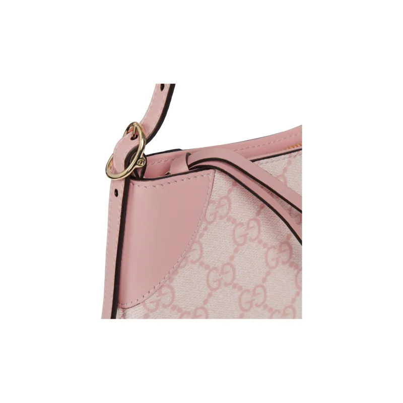 GUCCI GG Emblem Coated Fabric With Leather Binding Shoulder Bag Extra Mini Women's Pink-4