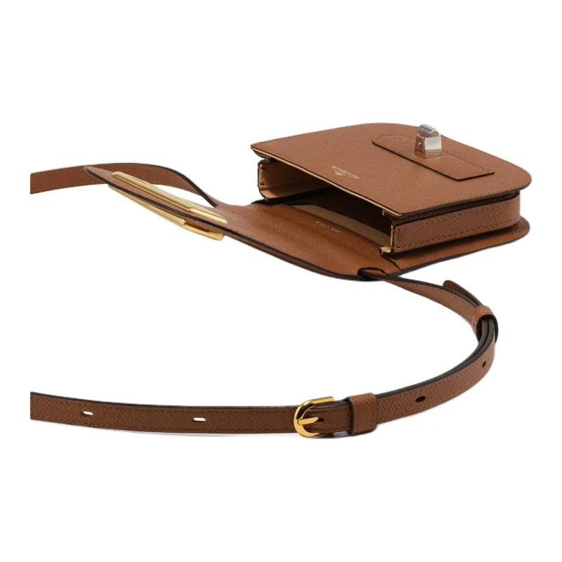 Delvau Lingot Alpina Calf Grain Calfskin Shoulder Bag Mini Women's Tan-4
