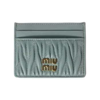 MIU MIU Matelassé Lambskin Card Holder Women's Light Blue