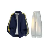 Navy Blue+White Heather Gray