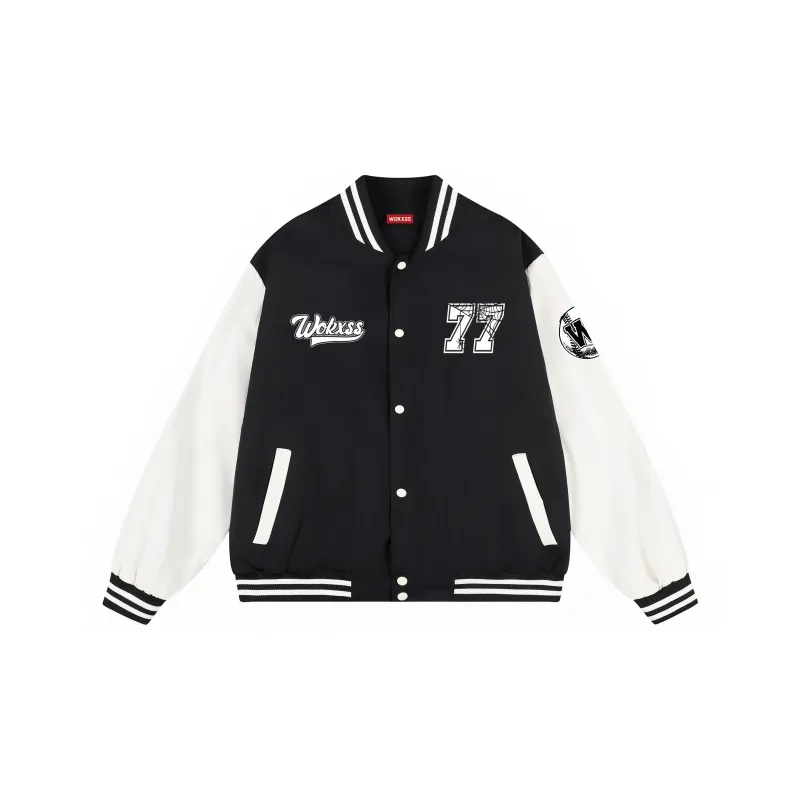 WOKXSS Baseball Jacket Unisex Black-0