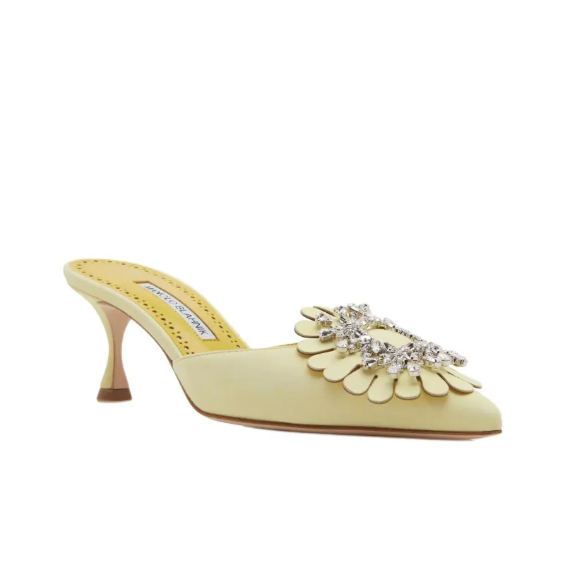 MANOLO BLAHNIK Closed Toe Slippers 5cm Women's Yellow-2