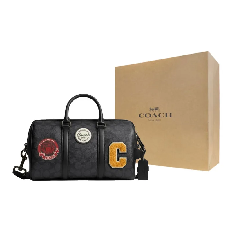 COACH Venturer Artificial Leather Boston Bag Shoulder Bag Crossbody Bag Handbag Large Size Men's Gray Black-6
