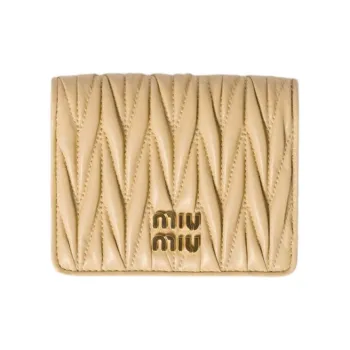 MIU MIU Matelassé Lambskin Wallet Small Size Women's Yellow