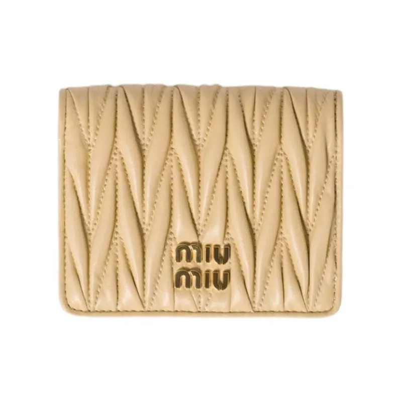 MIU MIU Matelassé Lambskin Wallet Trumpets Women's Yellow-0