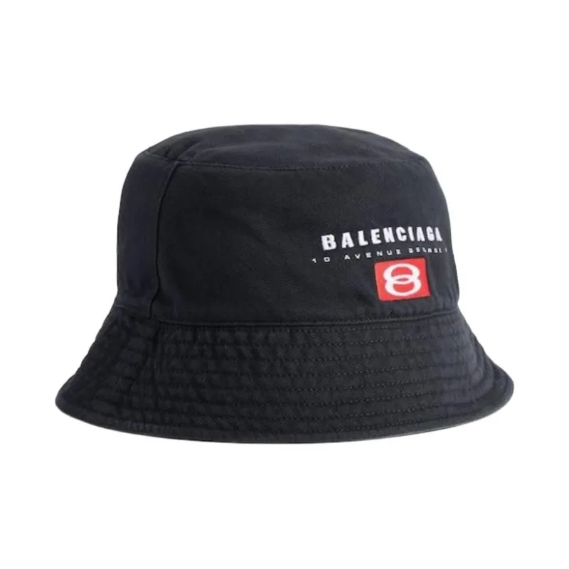 Balenciaga 100% Cotton Polyester Twill Bucket Hats Men's Black/Gray-1