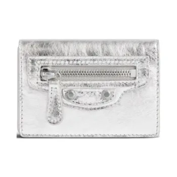Balenciaga Le City Lambskin Wallet Mini Women's Silver
