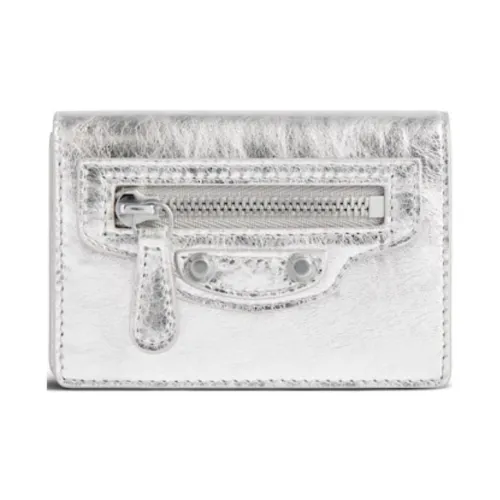 Balenciaga Le City Lambskin Wallet Mini Women's Silver