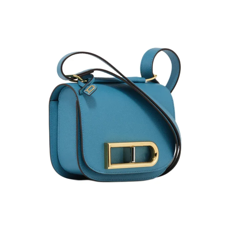 Delvau Lingot Alpina Calf Grain Calfskin Shoulder Bag Small Size Women's Lake Blue-1