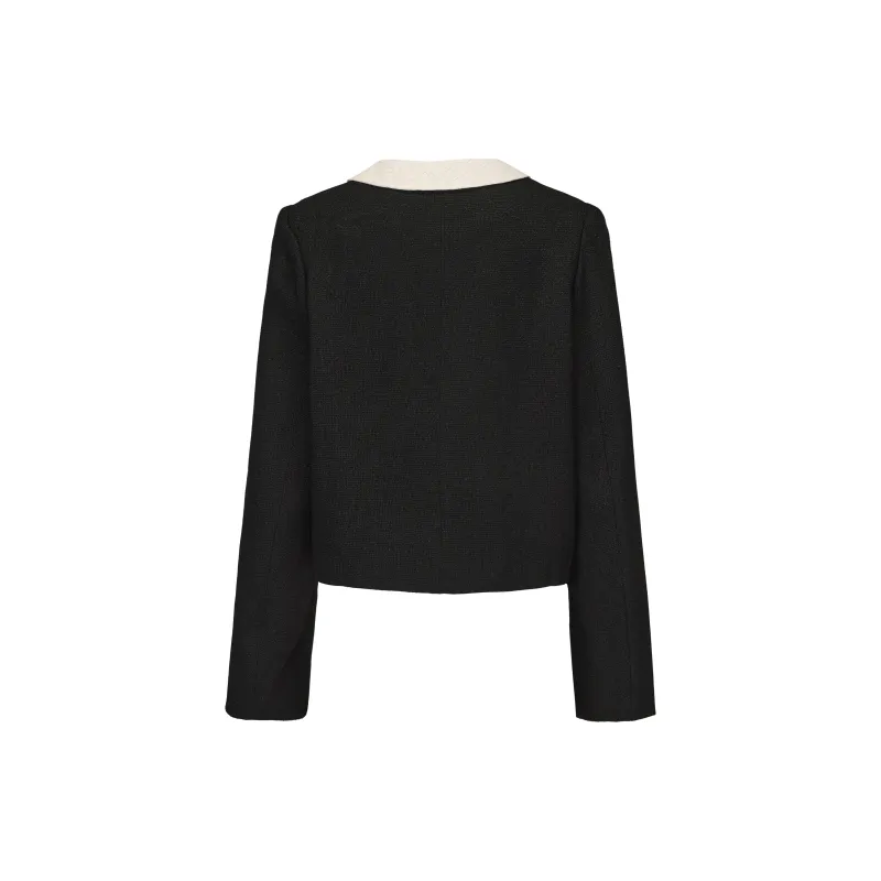 CHIWAWAMEME Cropped Black Coat Women's-1