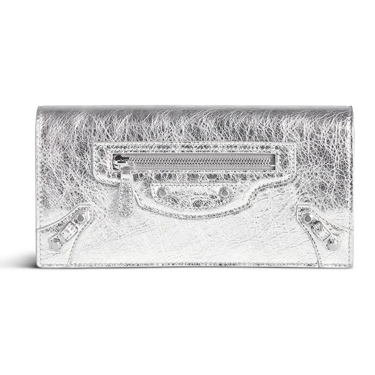 Balenciaga Le City Lambskin Wallet Women's Silver-0