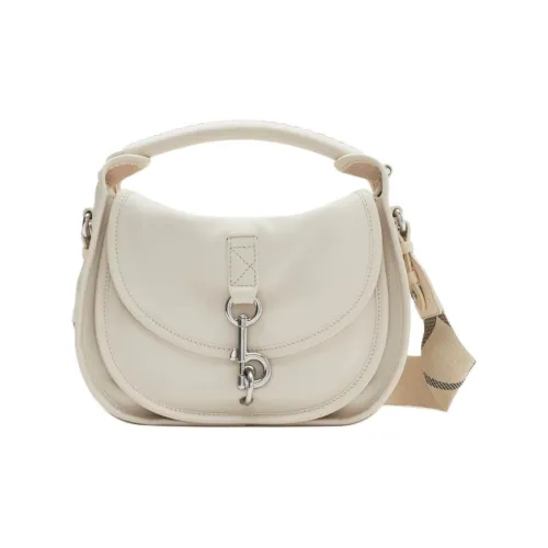 Burberry Calfskin Leather One Shoulder Handbags Small Size Women's Soap White