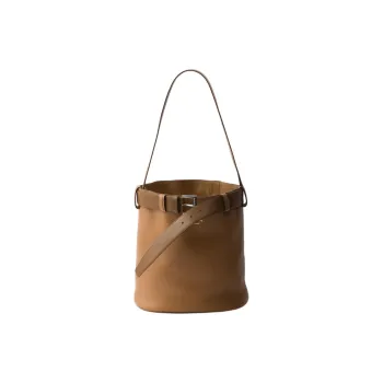 PRADA Cow Leather Bucket Bag, Shoulder Bag Women's Caramel Brown