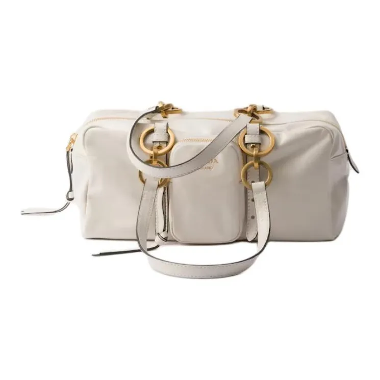 PRADA Cow Leather Handbag Medium Size Women's White-0