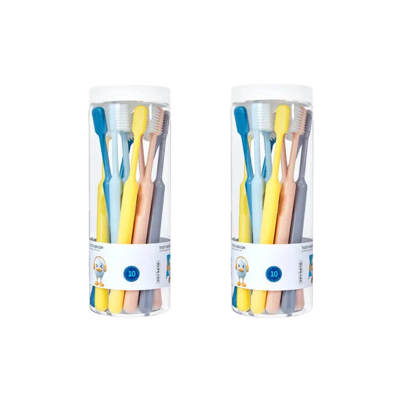 CHENYISHENG Candy Color Macaron Toothbrush 10 Pack Adults' Household Round Bucket Soft Bristle Toothbrush-6