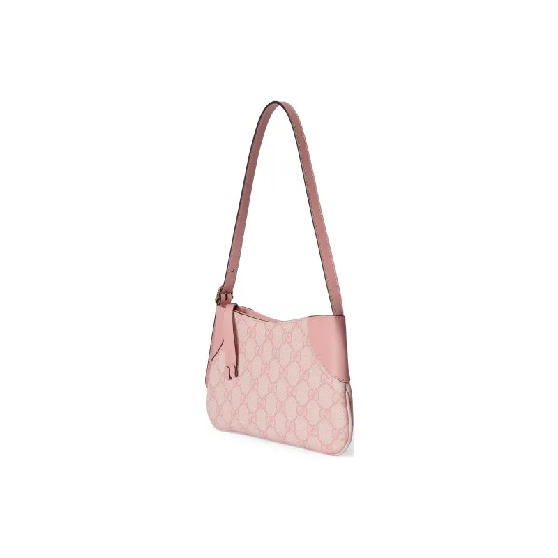 GUCCI GG Emblem Coated Fabric With Leather Binding Shoulder Bag Extra Mini Women's Pink-1