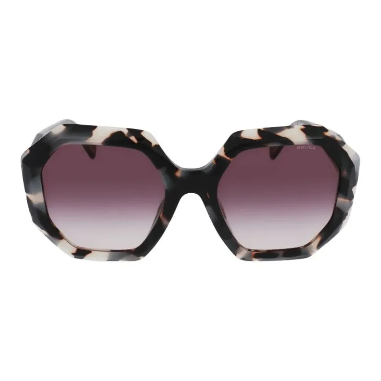 Police Acetate Injection Molded Metal Irregular Shape Sunglasses Women's Tortoiseshell-1