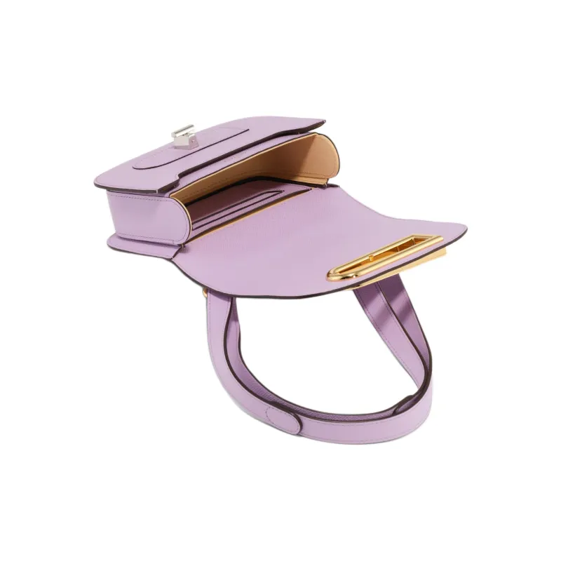 Delvau Lingot Alpina Calf Grain Calfskin Shoulder Bag Small Size Women's Light Purple-5