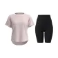 Light Pink Short-Sleeved Shirt+Starburst Black Knee-Length Pants