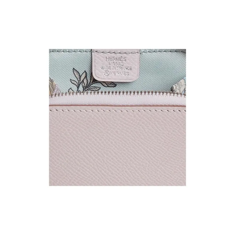HERMES Silk'In Epsom Calfskin Coin Purse Women's Light Purple Red & Heaven Blue & Pearl White-2