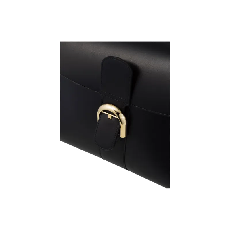 Delvau Brillant Box Calf Calfskin One Shoulder Handbag Medium Size Women's Black-3