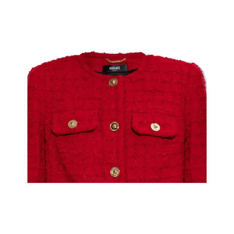 VERSACE Cropped Tweed Jacket-4