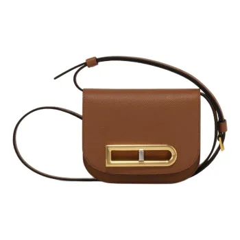 Delvau Lingot Alpina Calf Grain Calfskin Shoulder Bag Mini Women's Tan