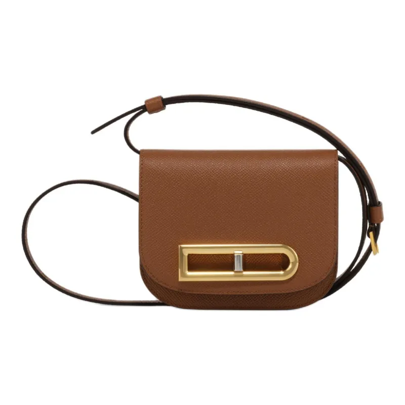 Delvau Lingot Alpina Calf Grain Calfskin Shoulder Bag Mini Women's Tan-0
