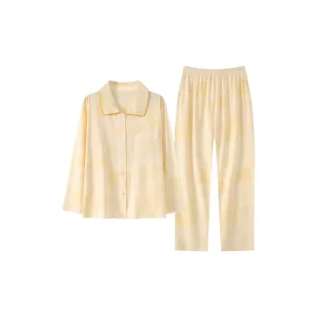 Huggy Kissy Pajama Set Women's Beige Yellow