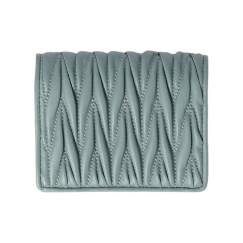 MIU MIU Matelassé Lambskin Wallet Trumpets Women's Light Blue-2