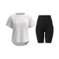 Pure White Short-Sleeved+Starburst Black Knee-Length Pants