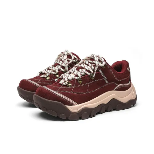 KUNGFUDEER Cool Play Collection Anti-Slip Wear-Resistant Low-Top Chunky Sneakers Unisex Angora Red