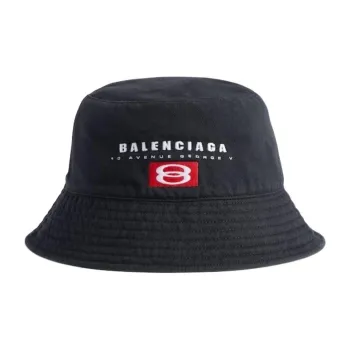 Balenciaga 100% Cotton Polyester Twill Bucket Hats Men's Black/Gray