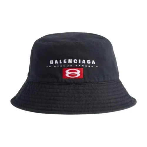 Balenciaga 100% Cotton Polyester Twill Bucket Hats Men's Black/Gray