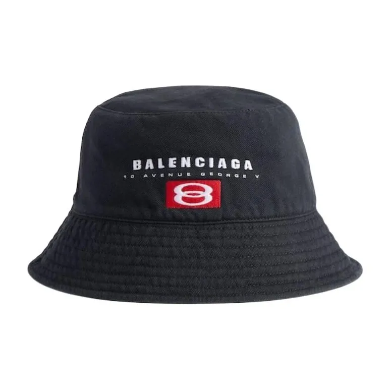 Balenciaga 100% Cotton Polyester Twill Bucket Hats Men's Black/Gray-0
