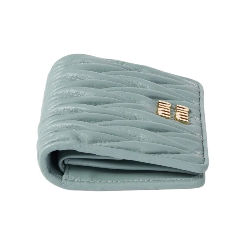 MIU MIU Matelassé Lambskin Wallet Trumpets Women's Light Blue-1