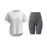 Pure White Short-Sleeved Shirt+Limestone Knee-Length Pants