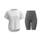 Pure White Short-Sleeved Shirt+Limestone Knee-Length Pants