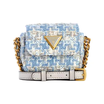 GUESS Tweed Shoulder Bag Crossbody Bag Micro Women's Lilac Multicolor