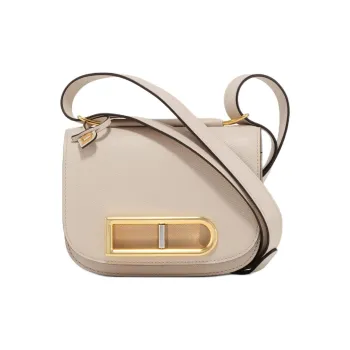 Delvau Lingot Alpina Calf Grain Calfskin Shoulder Bag Small Size Women's Sesame-Colored