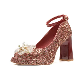 Bamiti Chunky Heel High Heels Women's Red