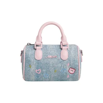 AILUXI Fabric Synthetic Leather Boston Bag Crossbody One Shoulder Handbags Regular Women's Denim Blue