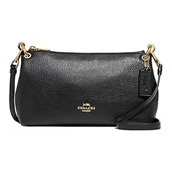 COACH Charley Eggstone Grain Leather Shoulder Bag Crossbody Bag Large Size Women's Black