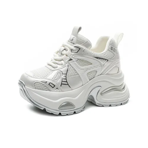 Shoe Cabinet Floral Language Cushioned Slip Resistant Abrasion Resistant Low Top Chunky Sneakers Women's