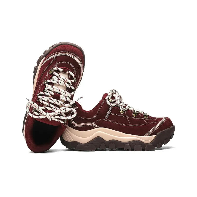 KUNGFUDEER Cool Play Collection Anti-Slip Wear-Resistant Low-Top Chunky Sneakers Unisex Angora Red-1