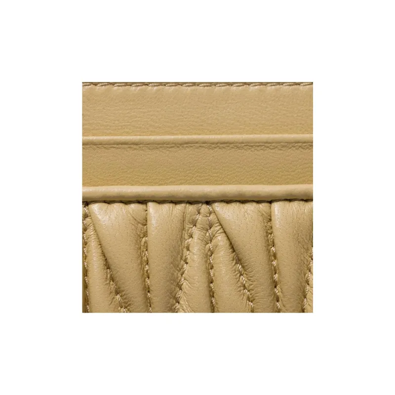 MIU MIU Matelassé Lambskin Card Holder Women's Yellow-2