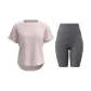 Light Pink Short-Sleeved+Limestone Knee-Length Pants