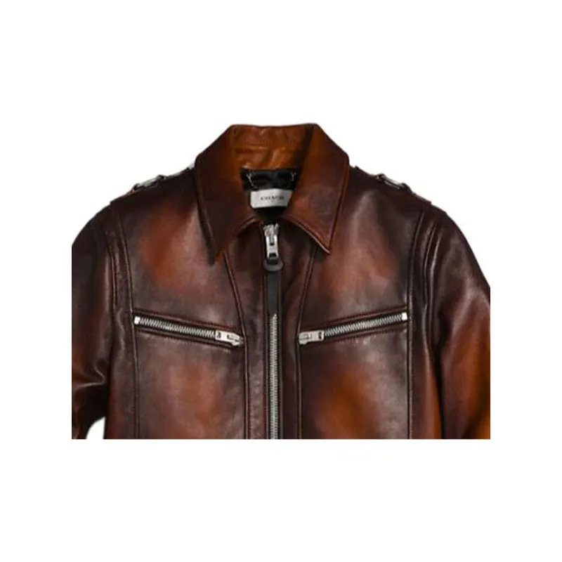 COACH Leather Jackets Men Brown-3