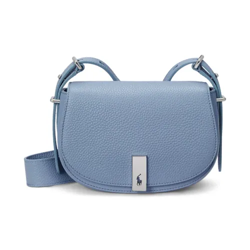 Polo Ralph Lauren Polo ID Cow Leather Saddle Bags Shoulder Bags Mini Women's Off-White Denim Blue