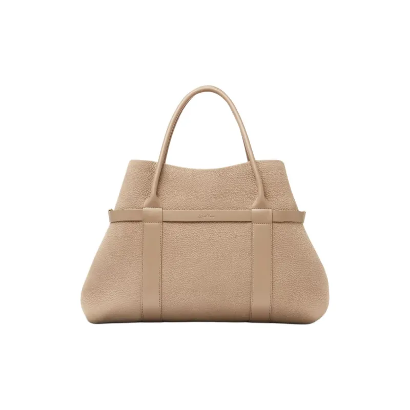 Loro Piana Calfskin Tote Bag Shopping Bag Handbag Large Size Women's Taupe-1